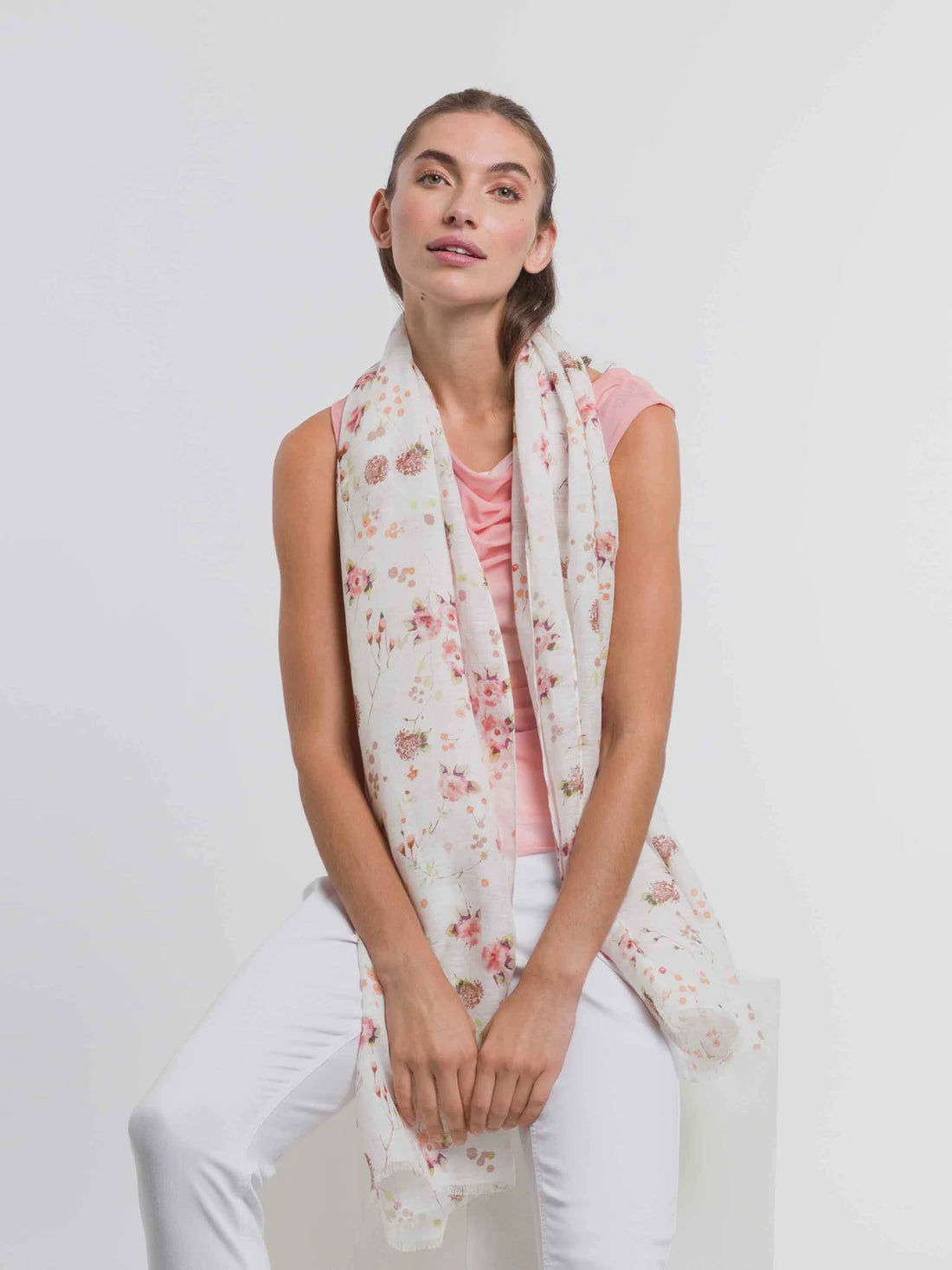 Lightweight Hemp Romantic Floral Scarf