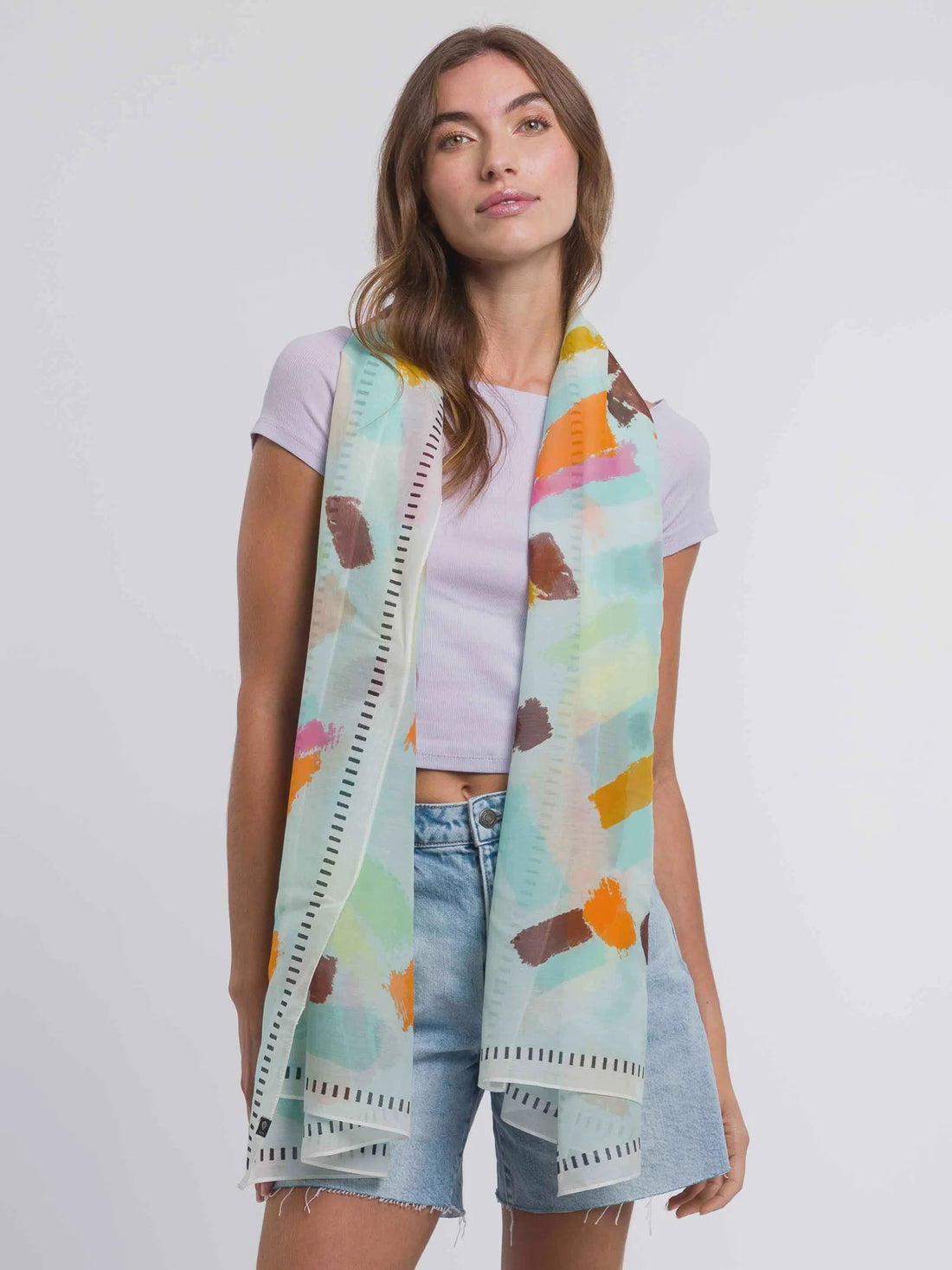 Silk Blend Patterned Stole