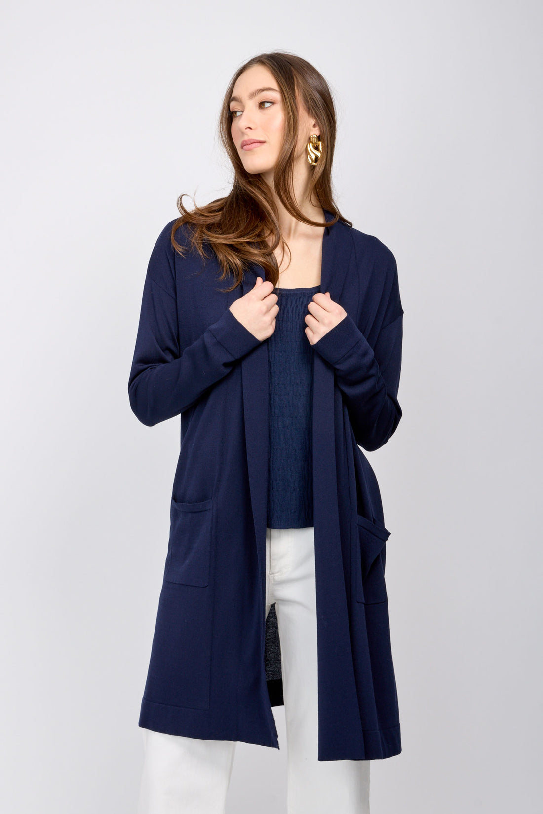 Drop Shoulder Long Sleeve Cardigan