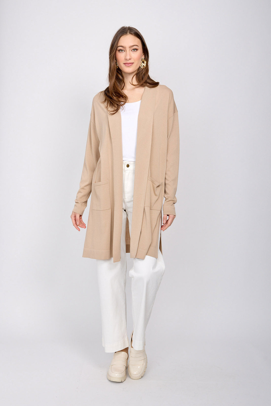 Drop Shoulder Long Sleeve Cardigan