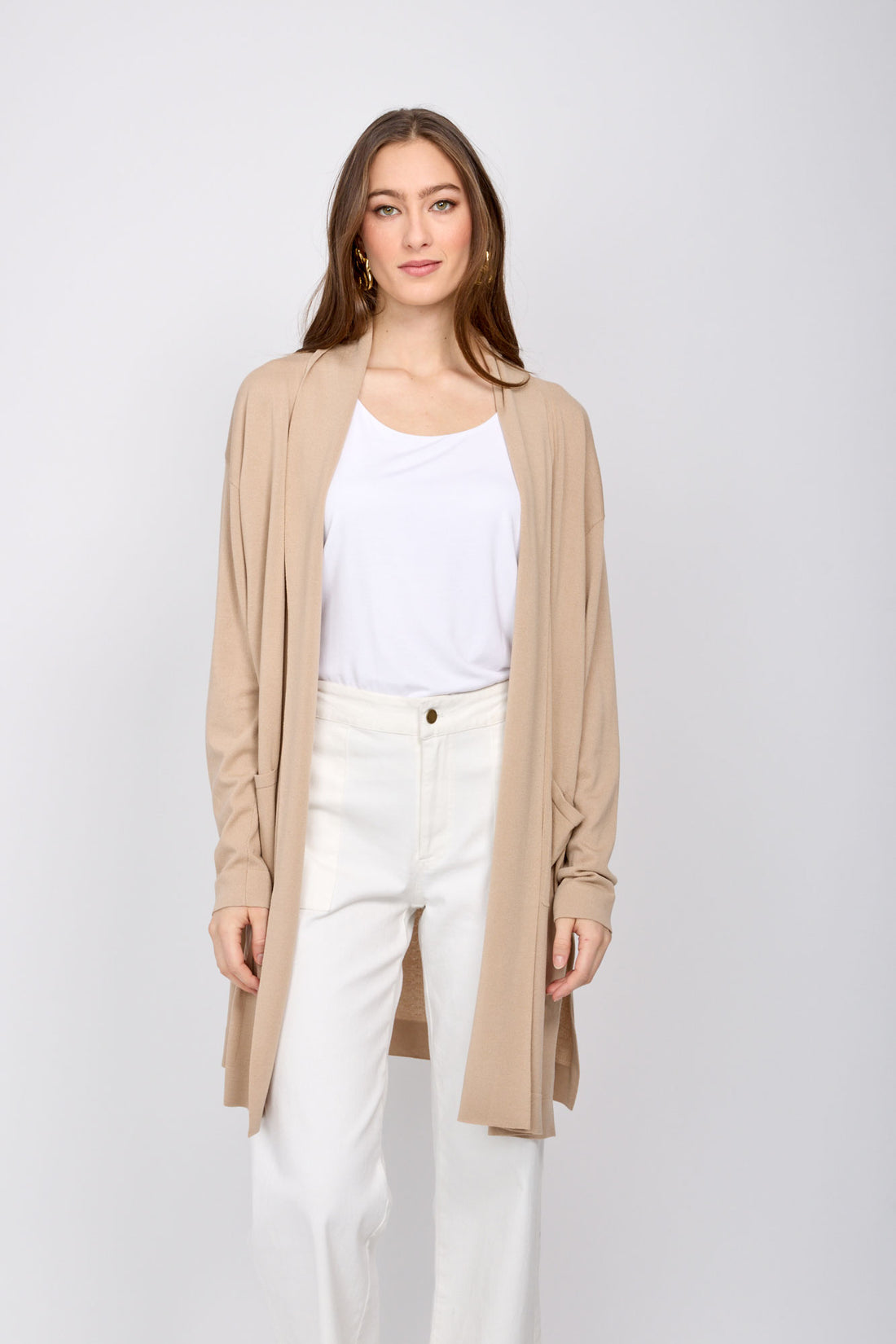 Drop Shoulder Long Sleeve Cardigan