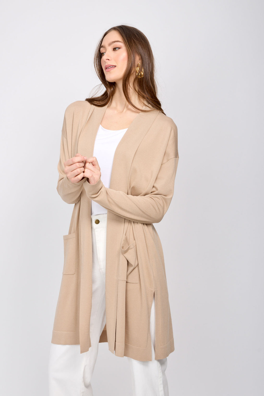 Drop Shoulder Long Sleeve Cardigan