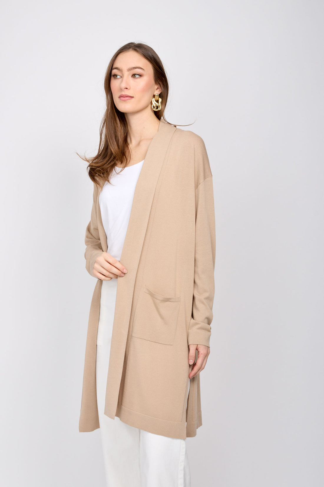 Drop Shoulder Long Sleeve Cardigan