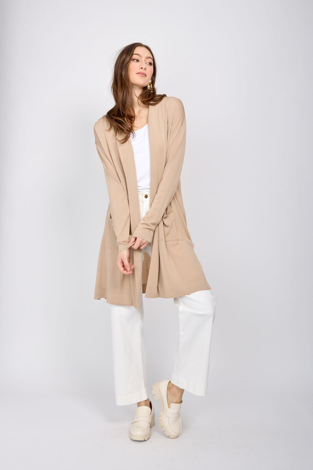 Drop Shoulder Long Sleeve Cardigan