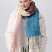 Large Colourblock Boucle Scarf