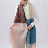 Large Colourblock Boucle Scarf