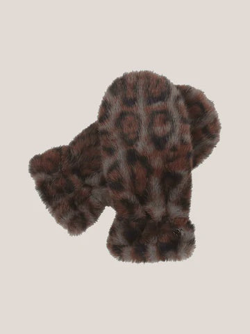 Leopard Faux Fur Mittens