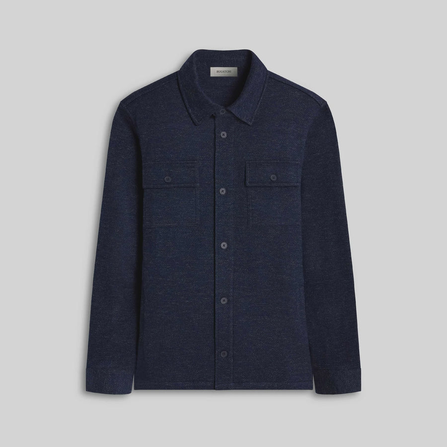 Twill-Effect Knit Overshirt