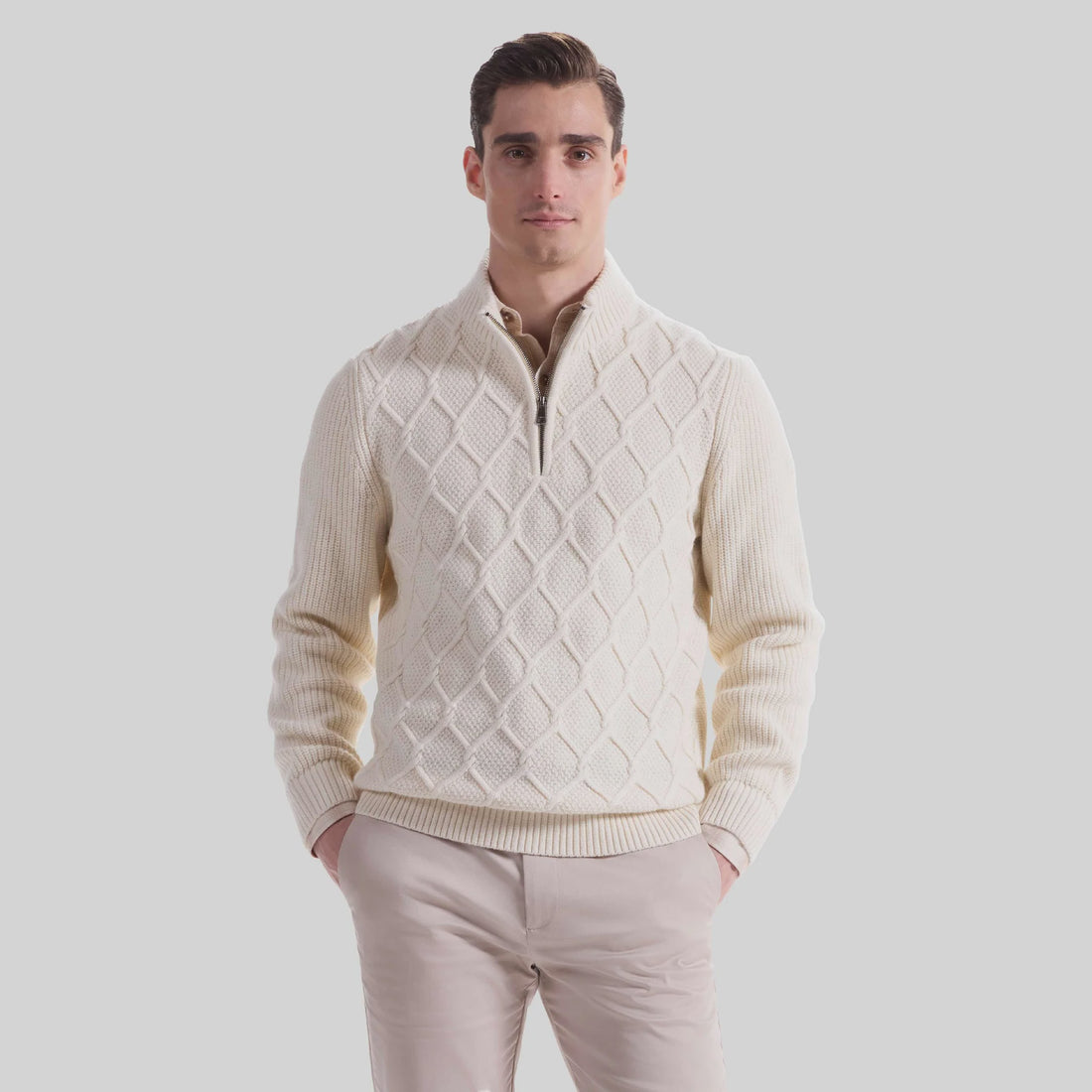 Bugatchi 1/4 Zip Cable Knit