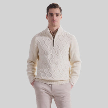 Bugatchi 1/4 Zip Cable Knit