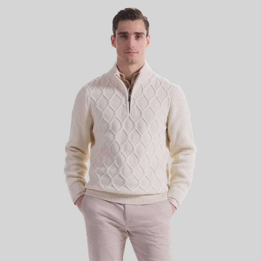 Bugatchi 1/4 Zip Cable Knit