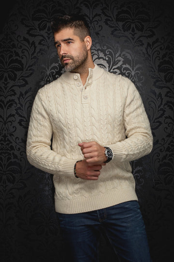 Oslo Wool Cable Button Up Mock