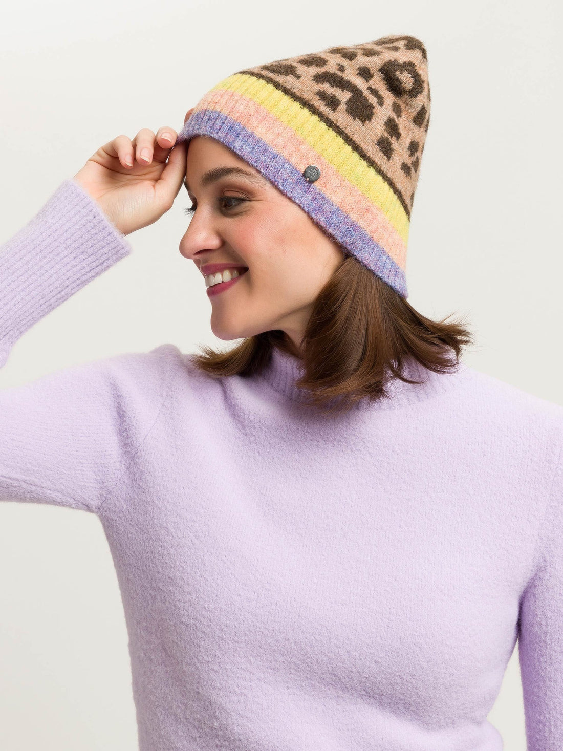 Knitted Leopard Print Hat