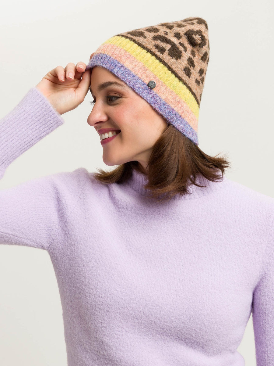 Knitted Leopard Print Hat