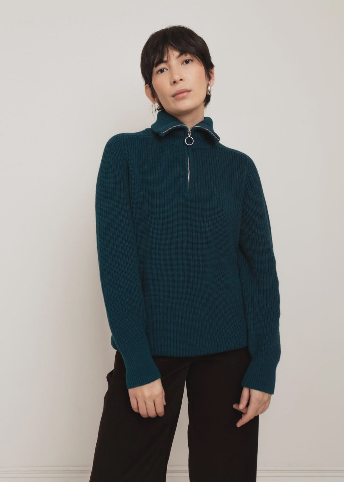 Devon Funnel-Zip Sweater