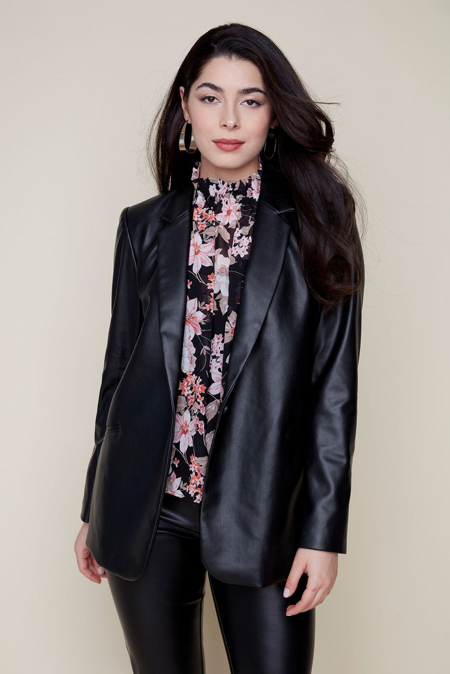 Renuar Faux Leather Blazer