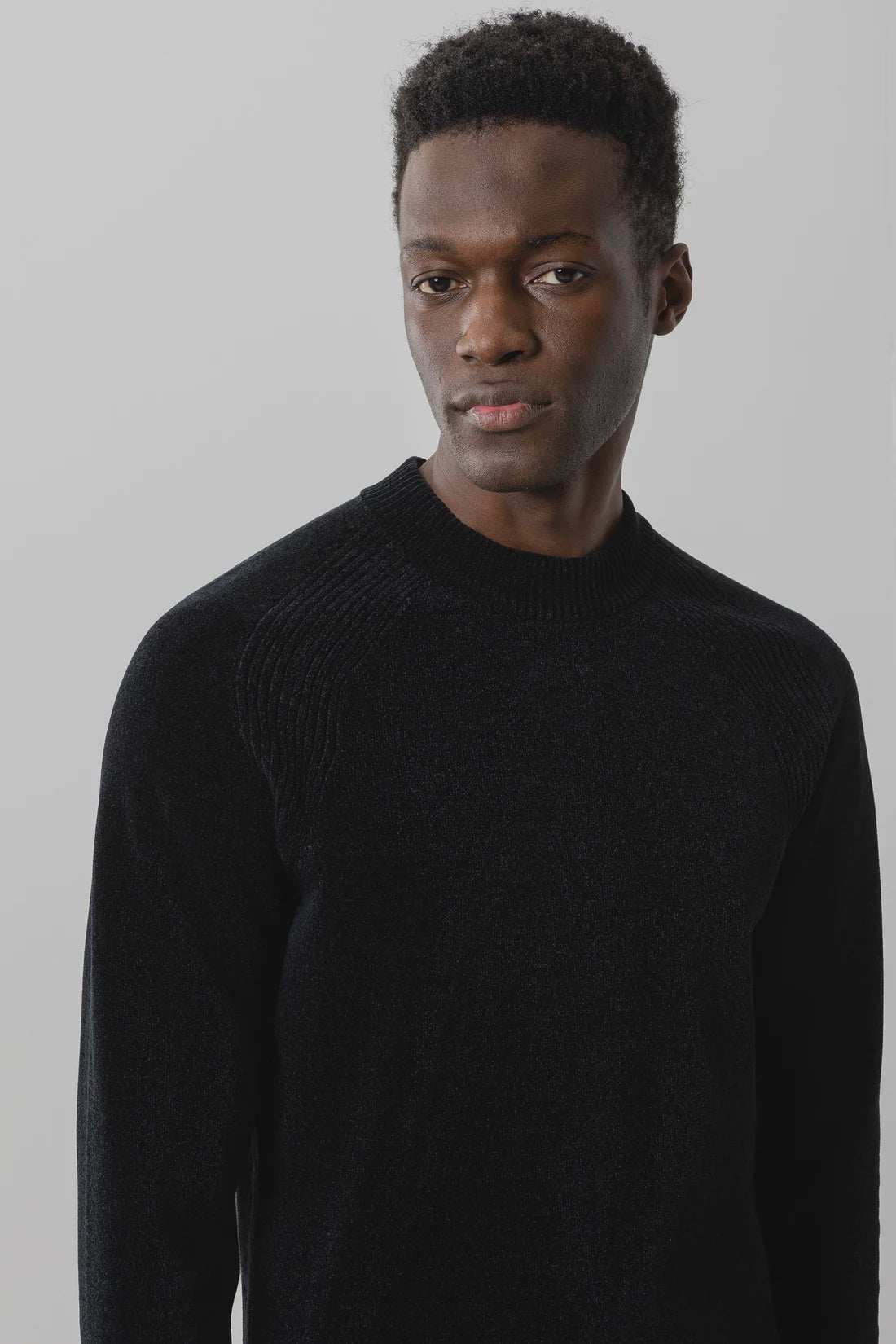 Salvor LS Mock Neck Velour Sweater