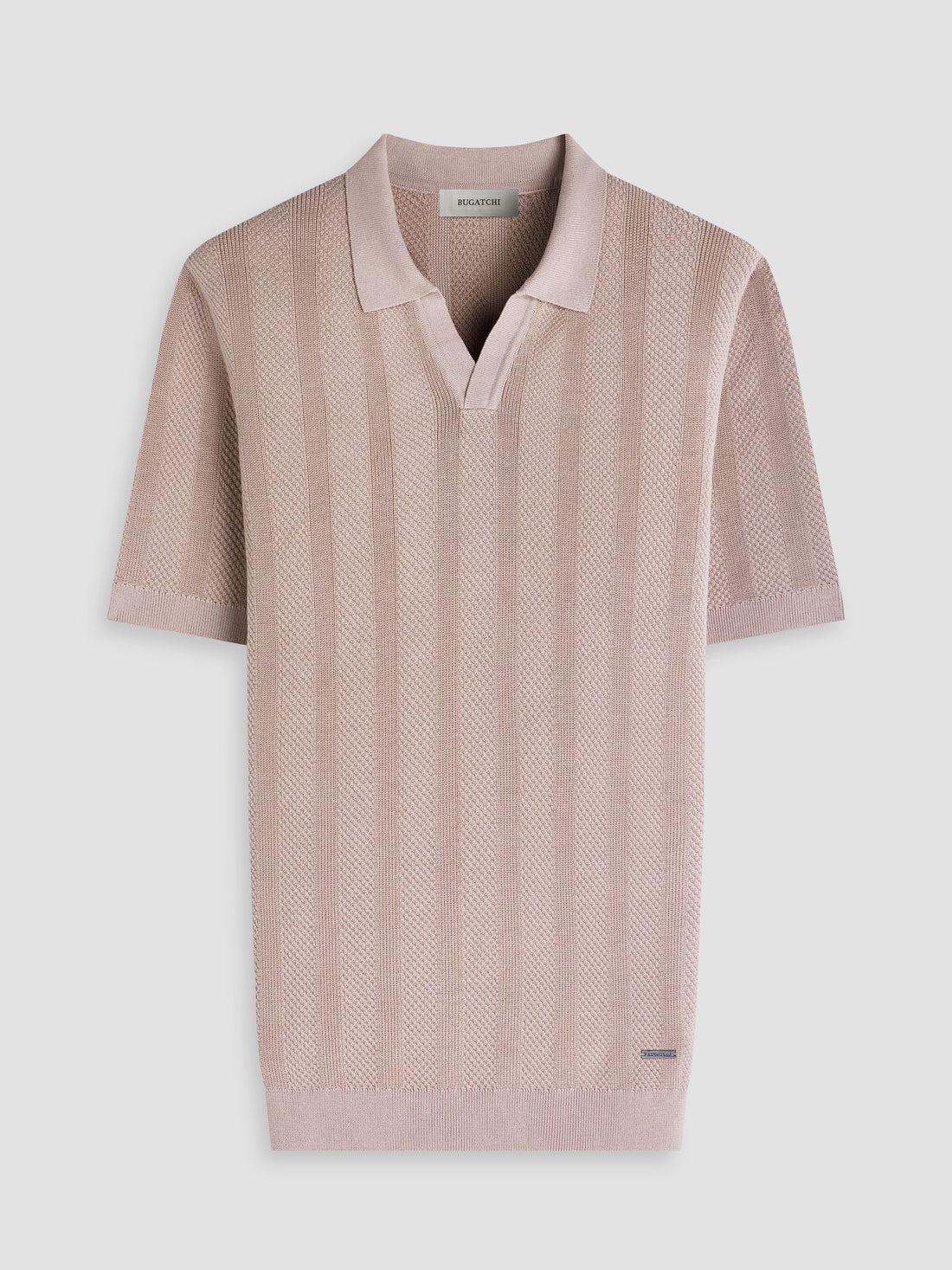 Textured Strip Johnny Collar Polo