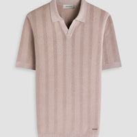 Textured Strip Johnny Collar Polo