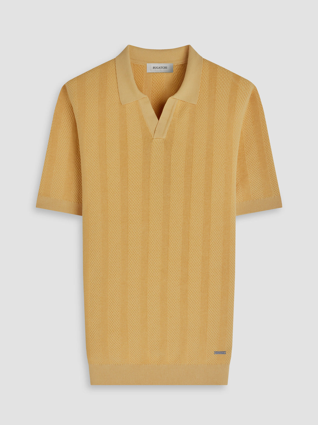 Textured Strip Johnny Collar Polo